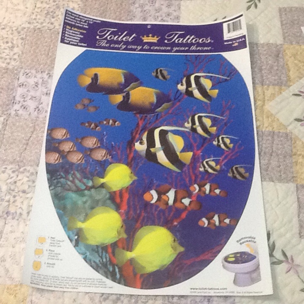 Toilet Tattoo Coral Reef Lid Cover Decor Reusable